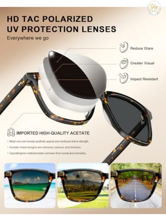 Handcrafted Acetate Polarized Sunglasses for Women UV400 Protection